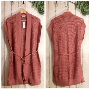 LOFT OUTLET Open Front Sleeveless Knit Cardigan